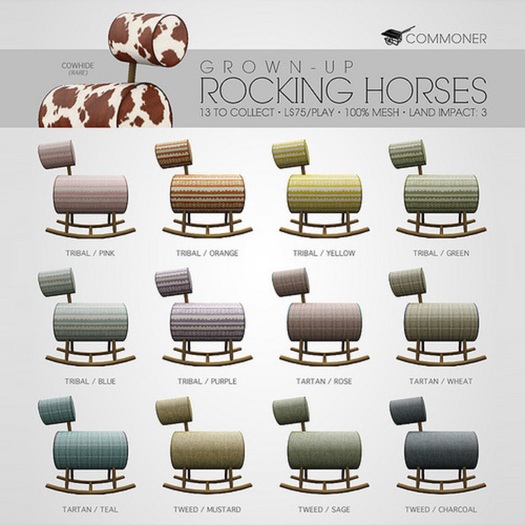 [Commoner] Grown-Up Rocking Horse / Tweed (Sage)