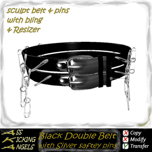 AKA Double Black Belt With silver saftey pins resizer AD
