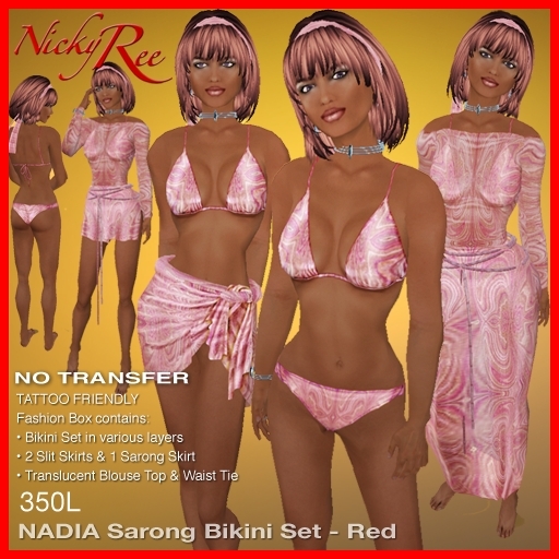 Nadia Sarong Bikini Set - Red