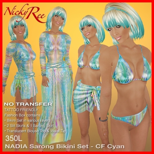 Nadia Sarong Bikini Set - CF Cyan