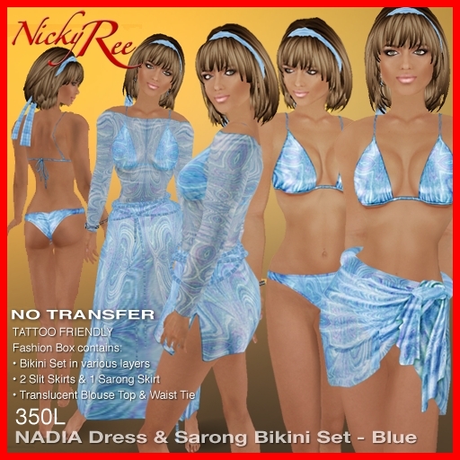 Nadia Sarong Bikini Set - Blue