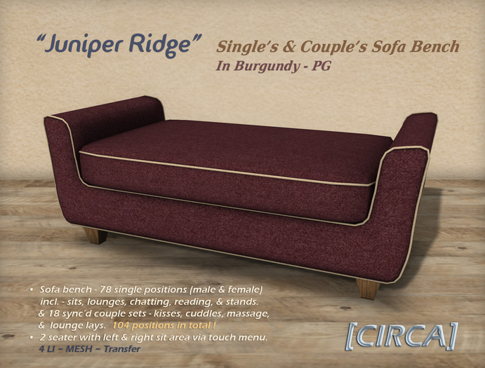 [CIRCA] Pkg - "Juniper Ridge" - Couple's Sofa Bench - Burgundy