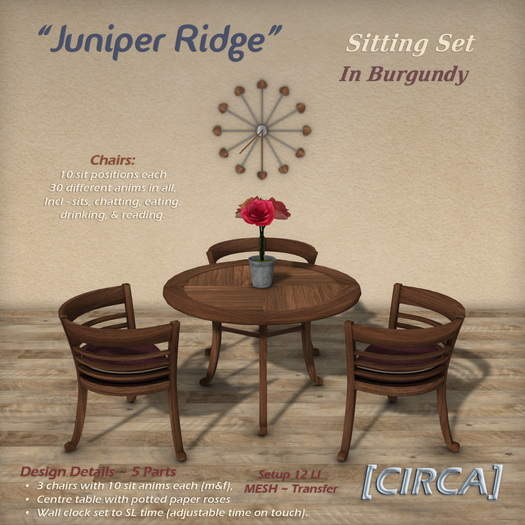[CIRCA] - "Juniper Ridge" - Sitting Set - In Burgundy