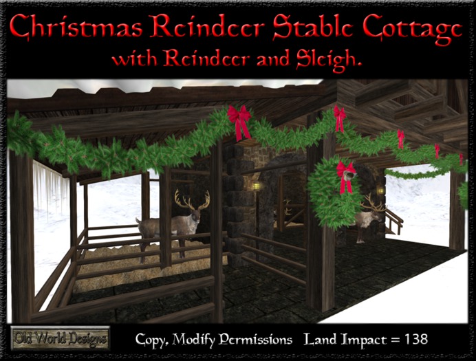 Christmas reindeer stable cottage boxed