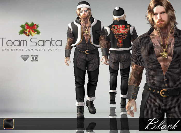CA TEAM SANTA OUTFIT BLACK