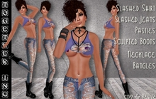 Together Inc. Slashed purple Outfit + Boots + Jewelry