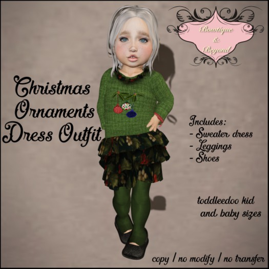 {B&B} Christmas Ornaments Dress TD Outfit / Green / BOXED