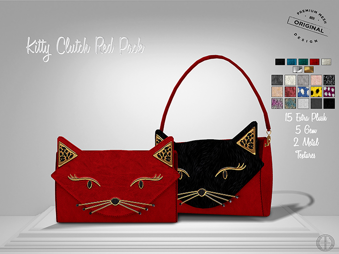 [hh] Kitty Clutch RED