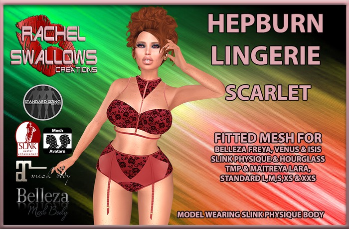 RSC HEPBURN LINGERIE SCARLET FITTED MESH