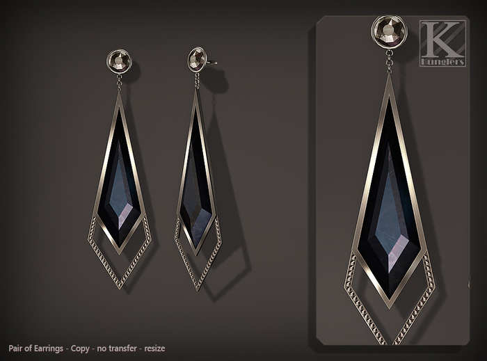 (Kunglers) Fatima earring - obsidian