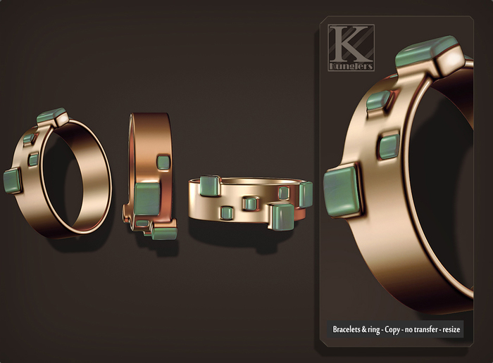 (Kunglers) Monica bracelets and ring - copper