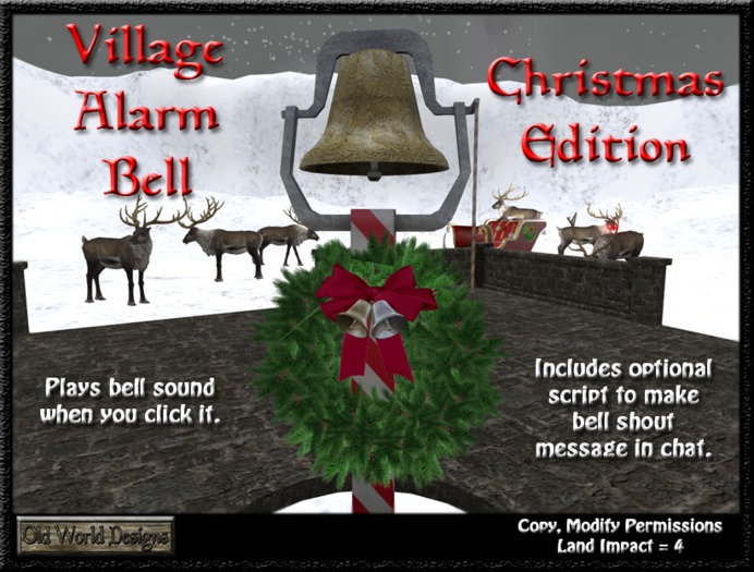 Old World Designs Christmas village alarm bell with wreaths