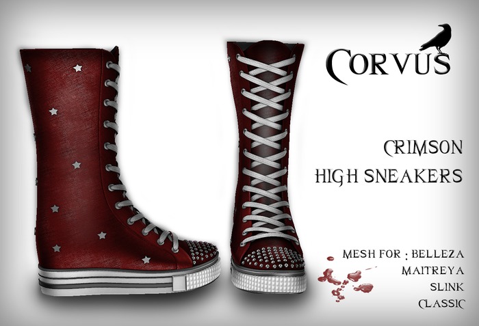 Corvus : Crimson High Sneakers