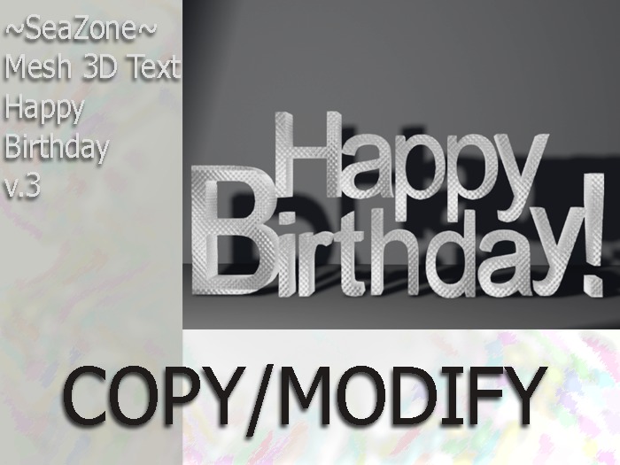 ~SeaZone~ Mesh 3D Text Happy Birthday v.3