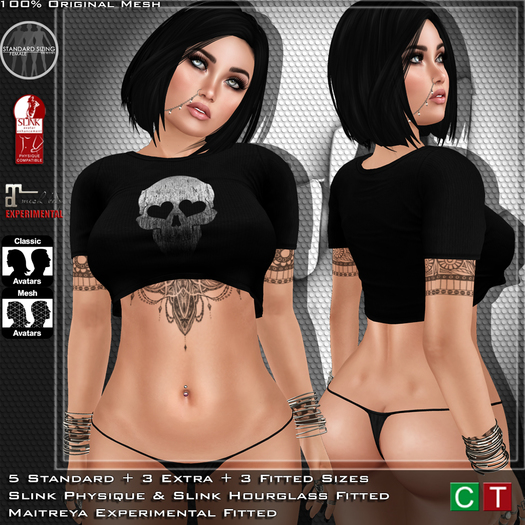 FnH Belly Tee Darks -Mesh- Skull