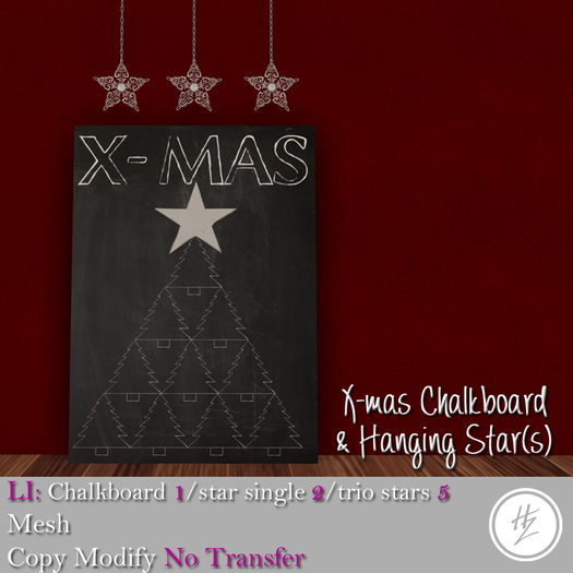.::Hazeel::.  X-mas Chalkboard & Hanging Stars