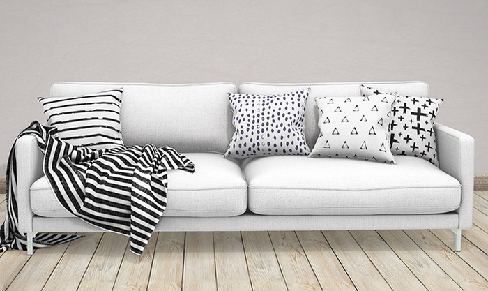 The Loft & Aria - Hexa Sofa With A Throw - White -Family/PG