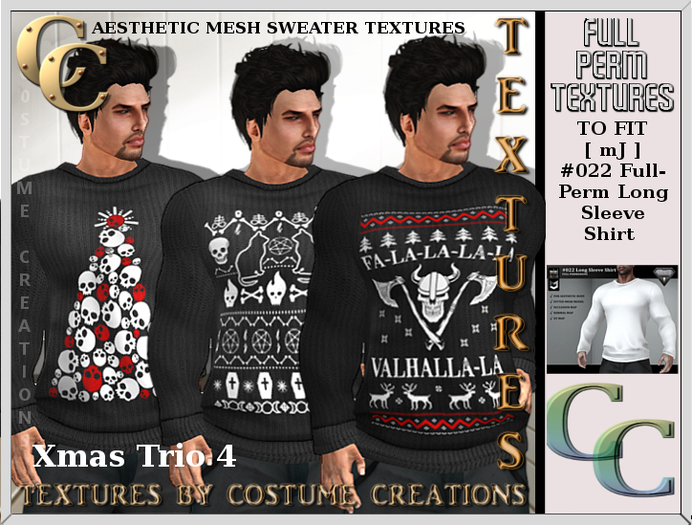 AESTHETIC MESH SWEATER TEXTURES -xmas trio 4  FULL PERM