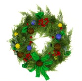 Christmas Wreath with Berries - Green Bow