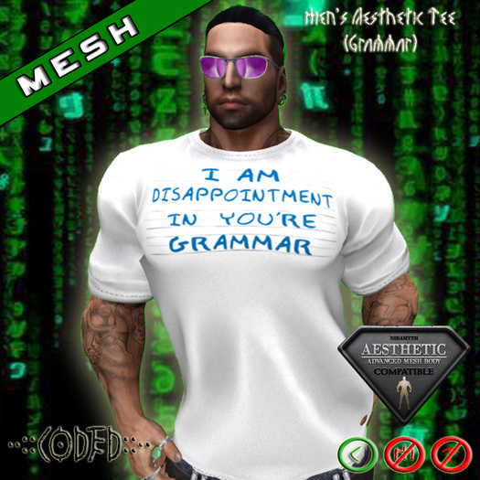 ..:: CODED ::.. Men's Aesthetic Tee (Grammar)