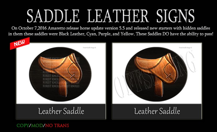 SADDLE LEATHER SIGNS & OFFSPRINGS