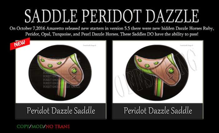 SADDLE PERIDOT DAZZLE SIGNS & OFFSPRINGS