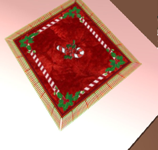 Red Velvet Candy Cane Rug~Christmas Decor