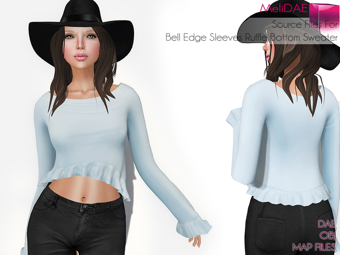 MeliDae Source Files For MI Bell Edge Sleeves Ruffle Sweater