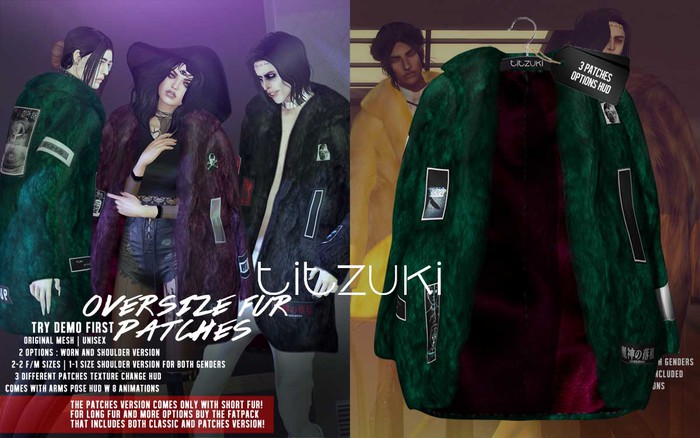 titzuki : oversize patches fur / emerald