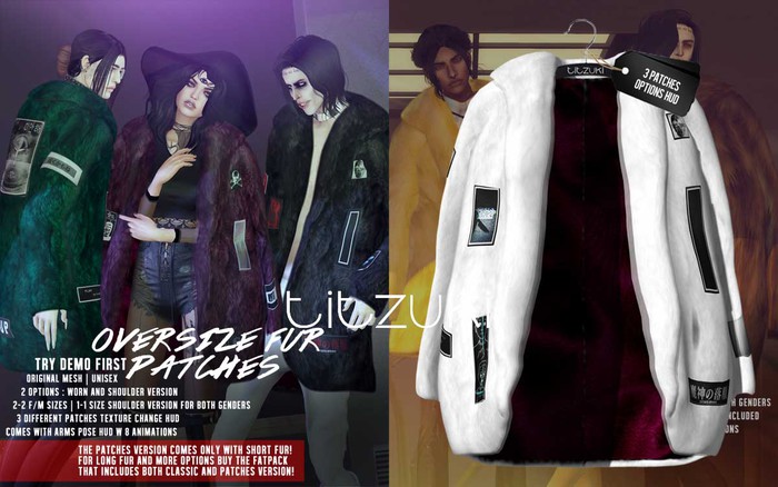 titzuki : oversize patches fur / white