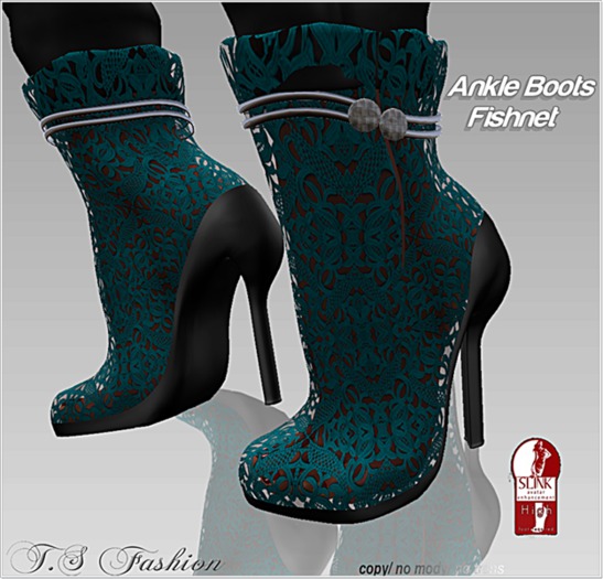 Ankle Boots Fishnet Turkise
