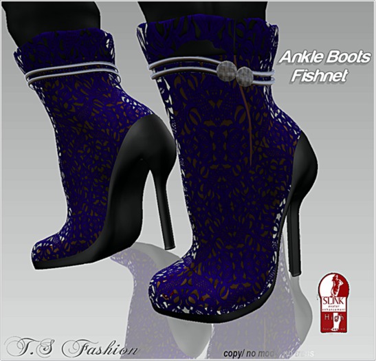 Ankle Boots Fishnet Blue