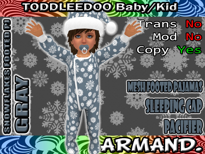 --ARMAND-- SNOWFLAKES FOOTED PJ - GRAY