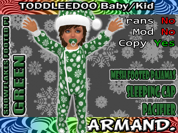 --ARMAND-- SNOWFLAKES FOOTED PJ - GREEN