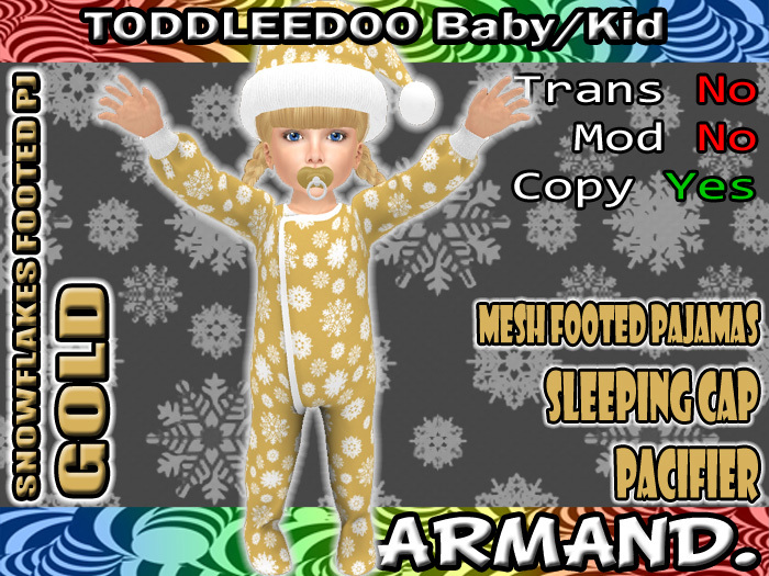 --ARMAND-- SNOWFLAKES FOOTED PJ - GOLD