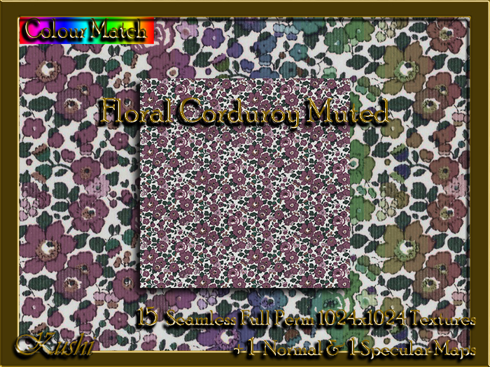 Floral Corduroy Muted Fabric Seamless Textures
