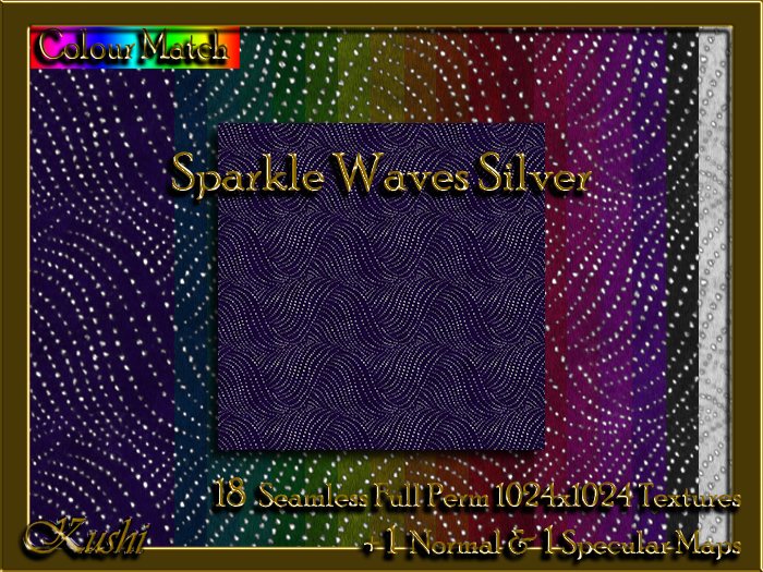 !Kushi! SparkleWavesSILVER Textures -WEAR TO UNPACK