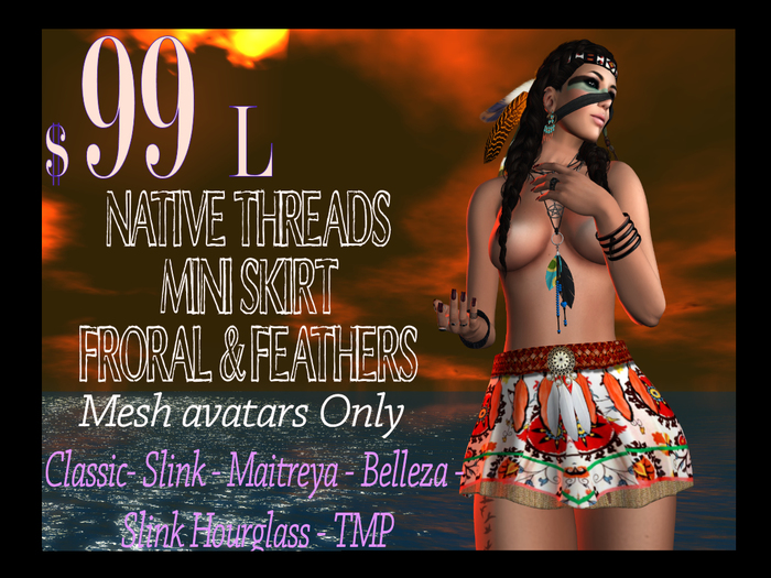 Native Threads Mini Skirt - Floral/Feathers