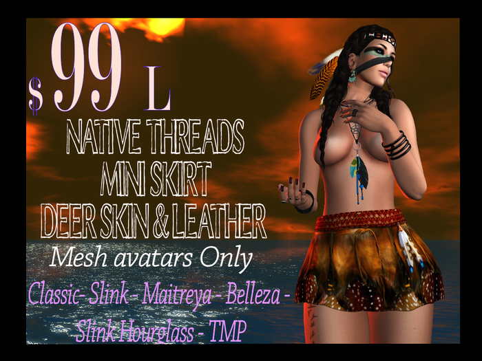 Native Threads Mini Skirt - DeerPelts/Leather