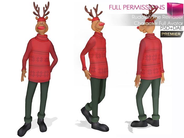 Full Perm MI Rudolph The Reindeer Character Full Avatar - Premier