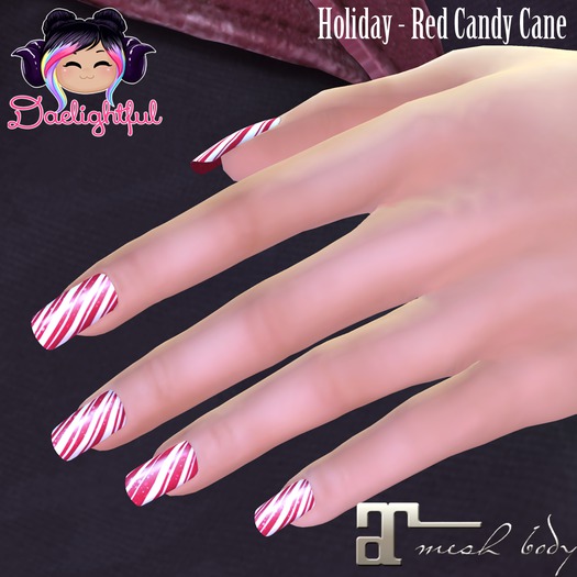 Daelightful - Holiday Nails - Red Candy Cane