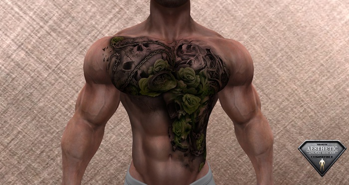 [R.N.T.] Tattoo Green Roses (Torso) (Niramyth)