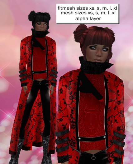 Gothic Style Coat mesh & fitmesh red