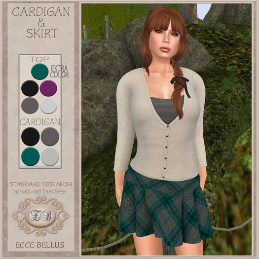 .:Ecce Bellus:. FALL/AUTUMN -Cardigan w/Top Teal/Grey Skirt (group 5)