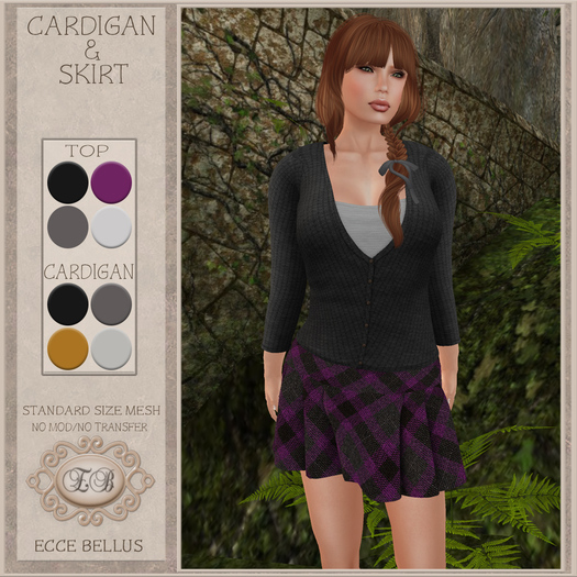 .:Ecce Bellus:. Fall/Autumn-Cardigan w/Top Purple/Blk Skirt