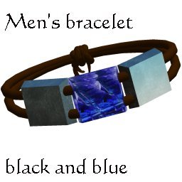 3 Black and Blue  Block Cord Bracelet - Lg sz