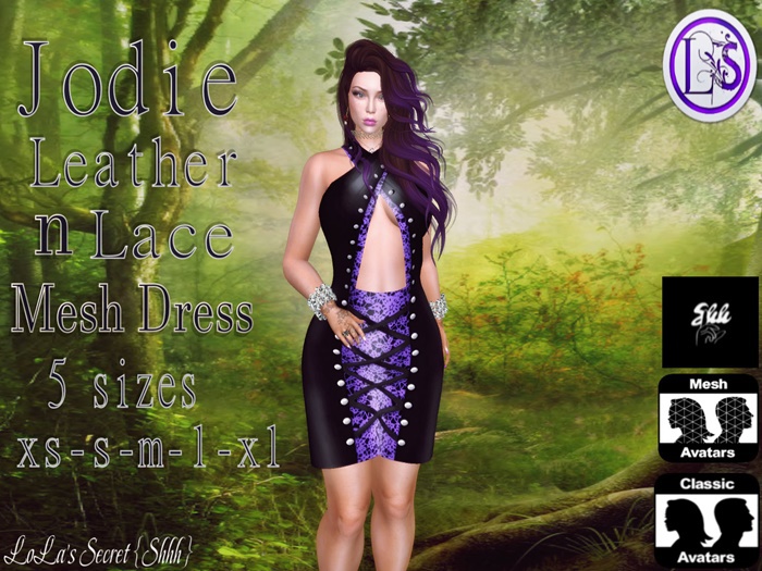 .~LS~JODIE LEATHER N LACE FITMESH {PURPLE}