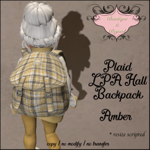 { Bowtique & Beyond } Plaid LPA Hall Backpack / Amber / BOXED