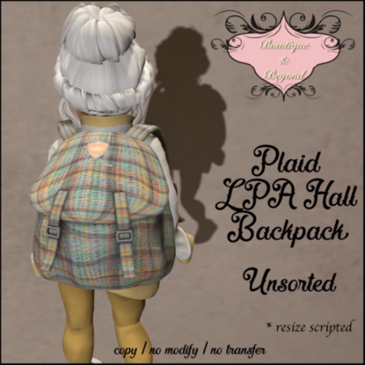 { Bowtique & Beyond } Plaid LPA Hall Backpack / Unsorted /BOXED
