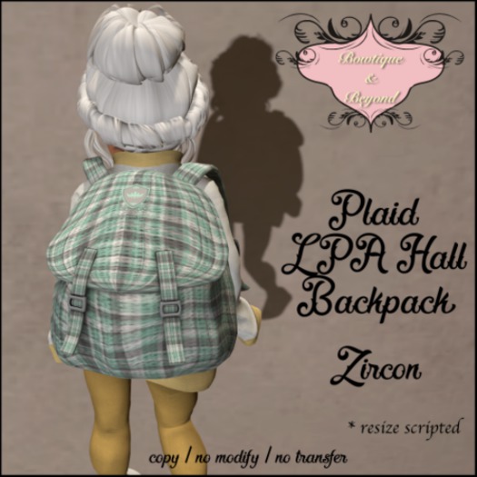 { Bowtique & Beyond } Plaid LPA Hall Backpack / Zircon / BOXED